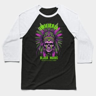 Brujeria Native American Psychedelic Skull Baseball T-Shirt